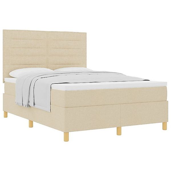 vidaXL Bett Boxspringbett mit Matratze Creme 160x200 cm Stoff (1-tlg) günstig online kaufen