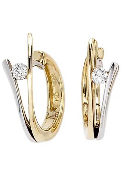 JOBO Paar Creolen, 585 Gold bicolor mit 2 Diamanten günstig online kaufen