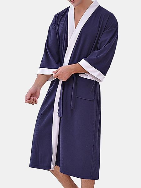 Männer verdicken warme Waffel Robe Spa Pyjamas Kimono Robe Lose Kordelzug N günstig online kaufen