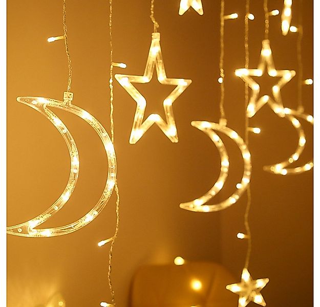 Rosnek LED-Lichtervorhang Sterne Lichternetz,8 Modi, Für Partei,Warmweiß/ M günstig online kaufen