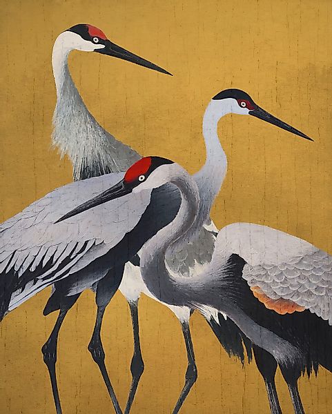 Komar Vliestapete Yellow Cranes 200 cm x 250 cm Gelb günstig online kaufen