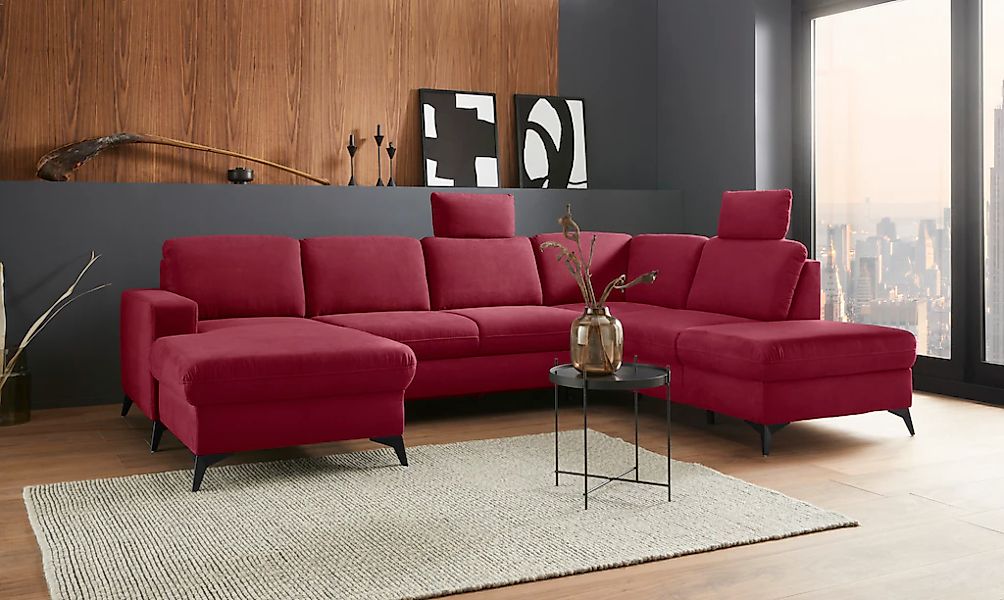 PLACES OF STYLE Wohnlandschaft "Lolland U-Form" Wahlweise mit Bettfunktion günstig online kaufen