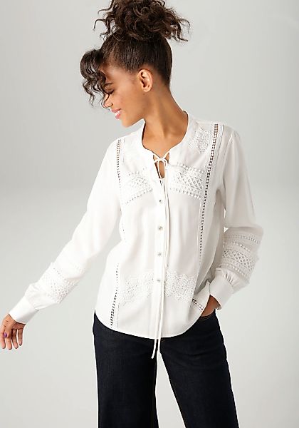 Aniston CASUAL Hemdbluse aufwändig mit verschiedenen Spitzen verziert günstig online kaufen