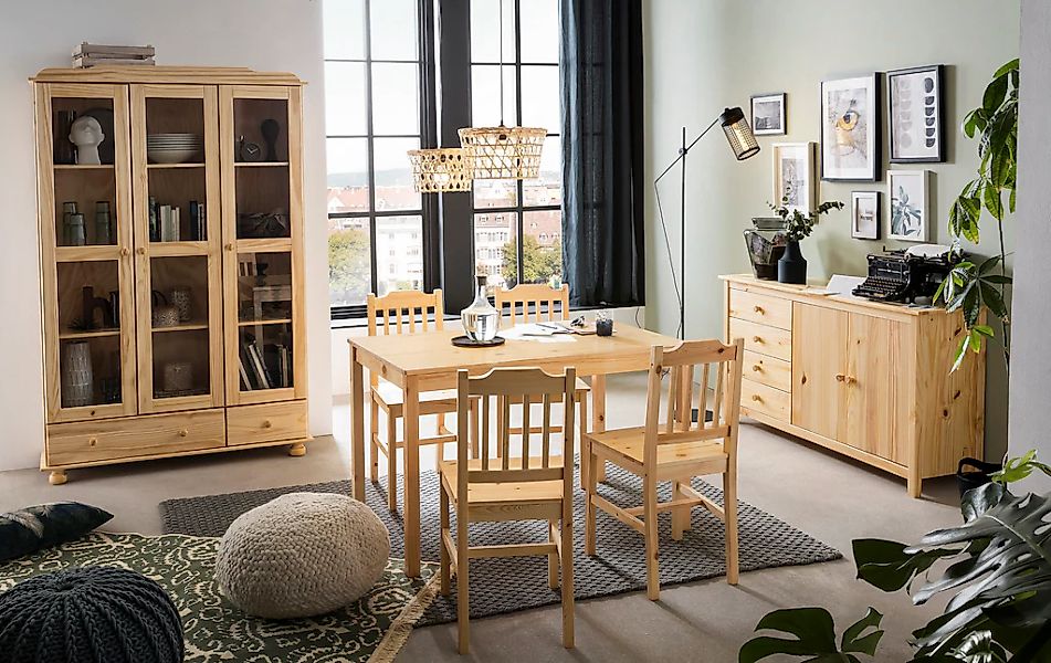 Möbilia Essgruppe "Chur" Set, 5 Stk. tlg. gefertigt aus massivem Kiefernhol günstig online kaufen