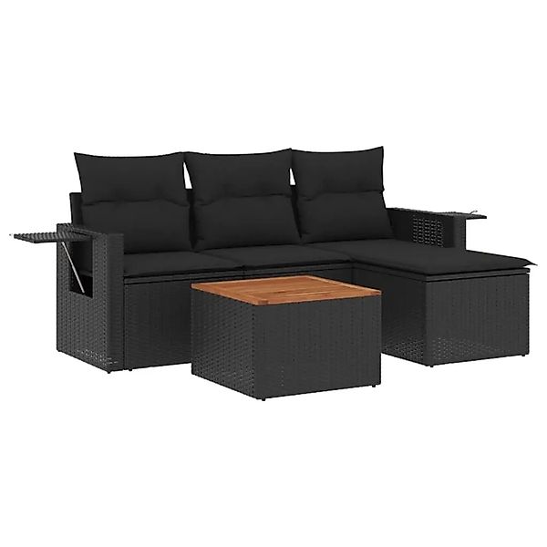 vidaXL 5-Tlg Garten-Sofagarnitur mit Kissen Schwarz Poly Rattan 3224529 günstig online kaufen