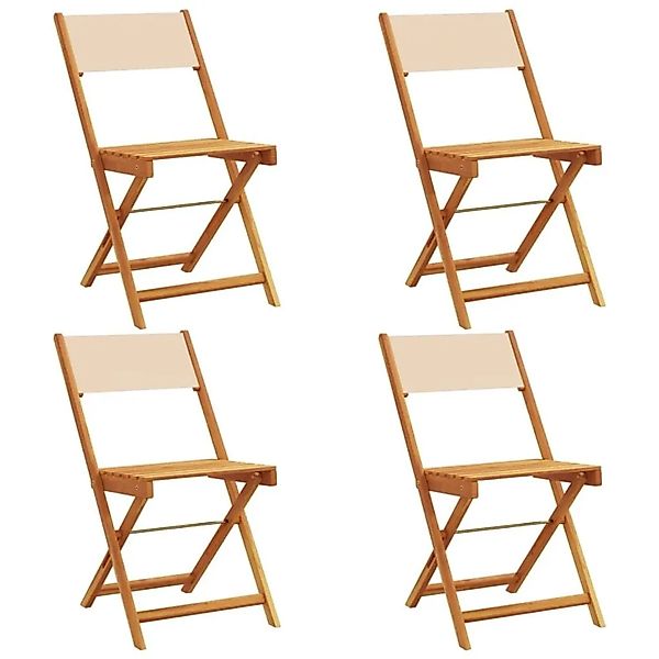 vidaXL Gartenstühle 4 Stk Klappbar Beige Stoff und Massivholz 3214619 günstig online kaufen