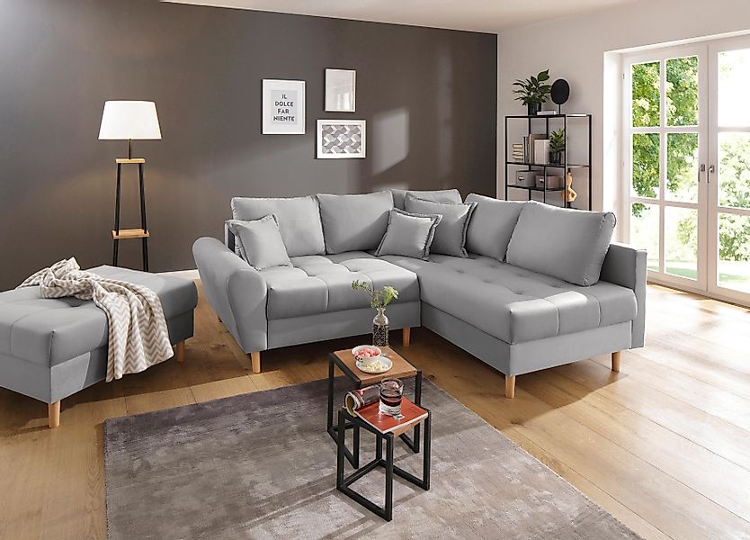 Home affaire Ecksofa Rice, mit Hocker und Zier-/Rückenkissen günstig online kaufen