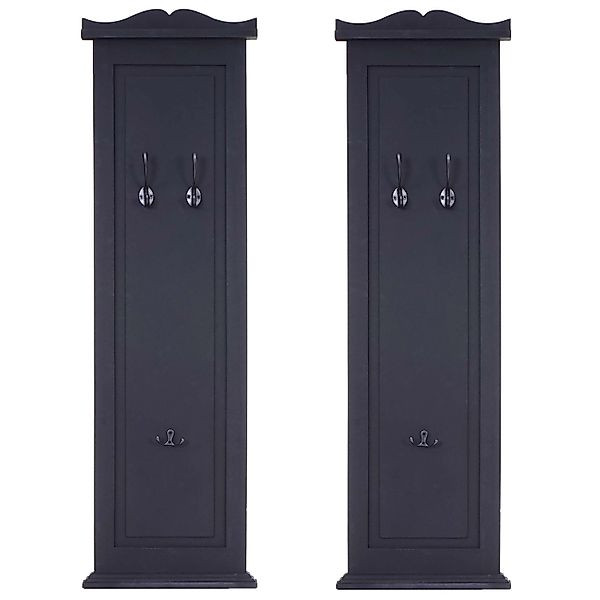 BERLINLODGE Garderobe 2er-Set 109x28x5,5cm Wandhaken Holz Dunkelgrau Lackie günstig online kaufen