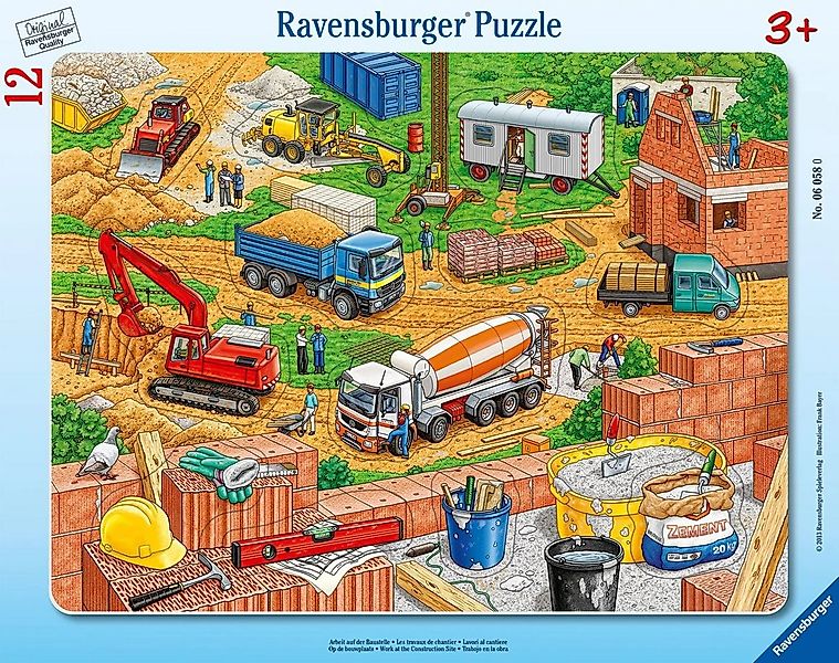 Ravensburger Puzzle Arbeit auf der Baustelle. Rahmenpuzzle 12 Teile, 12 Puz günstig online kaufen