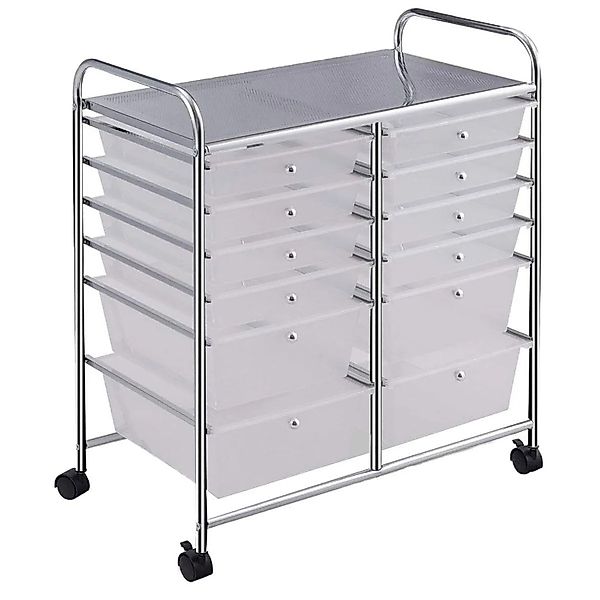 Costway Rollwagen mit 12 Stapelbaren Transparenten Schubladen günstig online kaufen