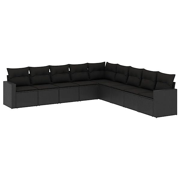 vidaXL 9-Tlg Garten-Sofagarnitur mit Kissen Schwarz Poly Rattan 3251422 günstig online kaufen
