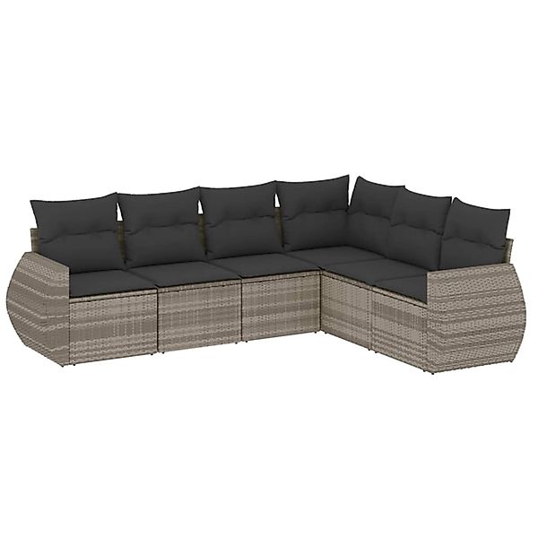 vidaXL 6-Tlg Garten-Sofagarnitur mit Kissen Hellgrau Poly Rattan 3221411 günstig online kaufen
