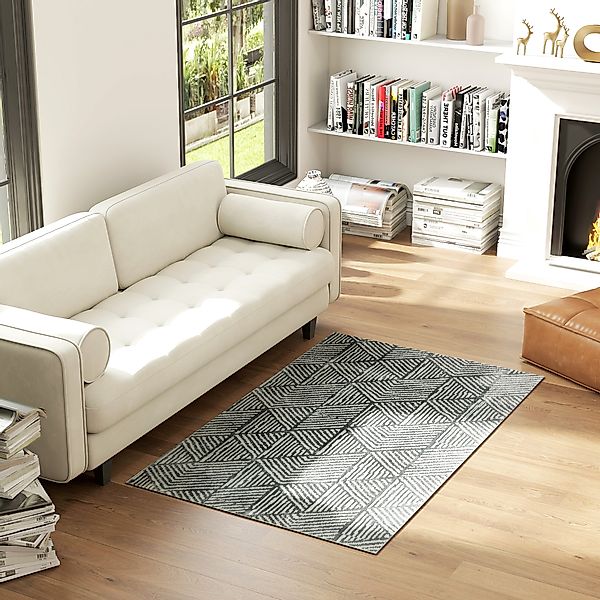 HOMCOM Teppich Kurzflor Wohnzimmerteppich im Modern Stil, waschbar Flächent günstig online kaufen