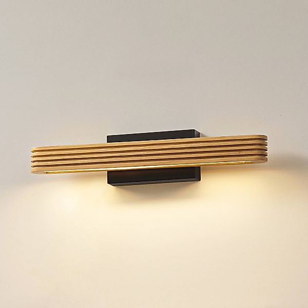 Lucande LED-Wandleuchte Lieske, 40 cm, Holz, schwarz günstig online kaufen