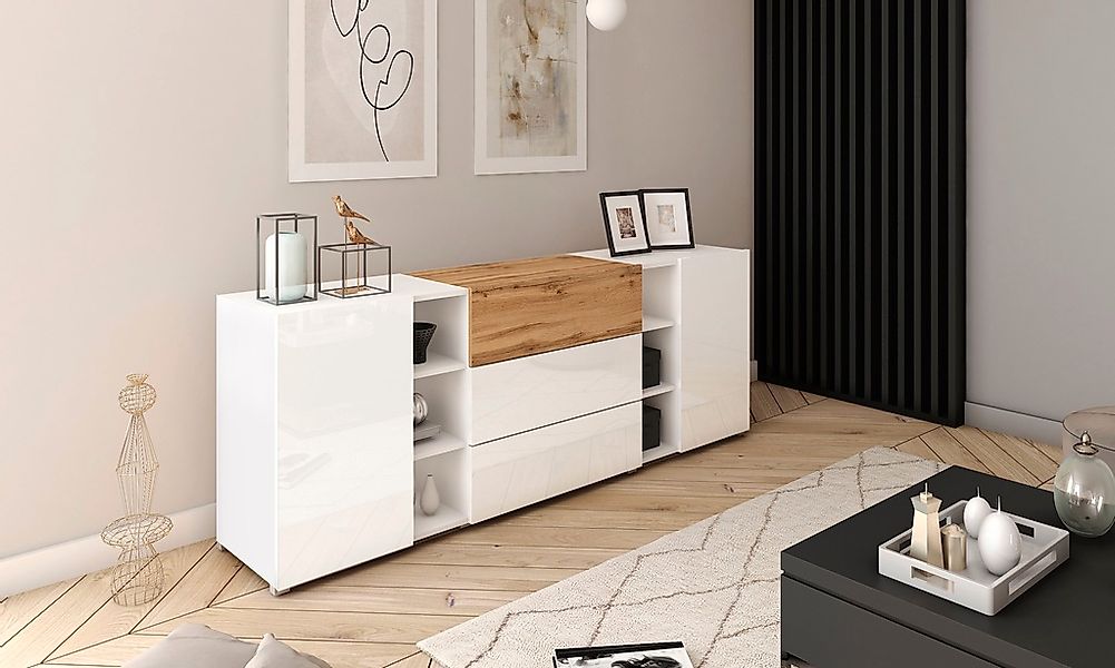 INOSIGN Sideboard "BERLIN", Moderne grifflose Kommode Breite 190 cm, offene günstig online kaufen