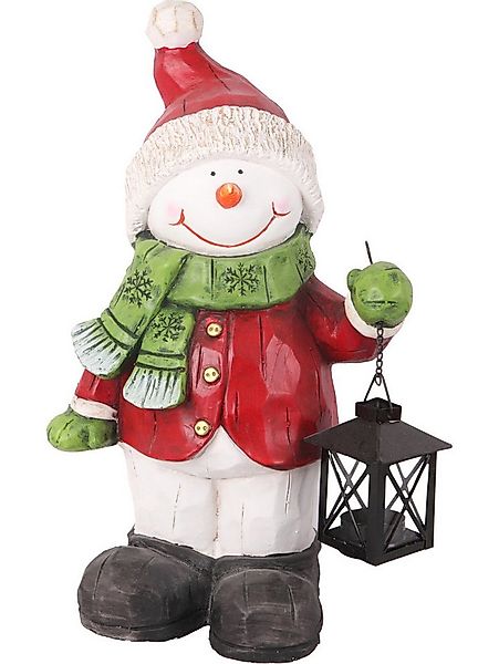 Trend Line Weihnachtsfigur Dekofigur Schneemann mit Laterne 41 x 25 cm rot günstig online kaufen