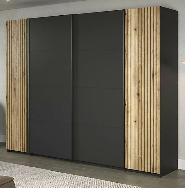 Furn.Design Schiebetürenschrank Avila (Kleiderschrank in grau mit Eiche Sta günstig online kaufen