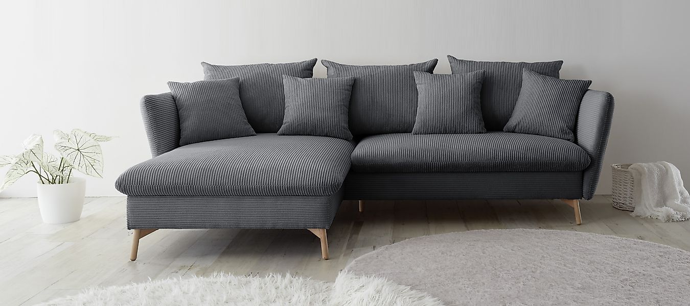 OTTO home Ecksofa »MERLE, 258 cm, L-Form, traumhafter Cord,« mit Bettfunkti günstig online kaufen