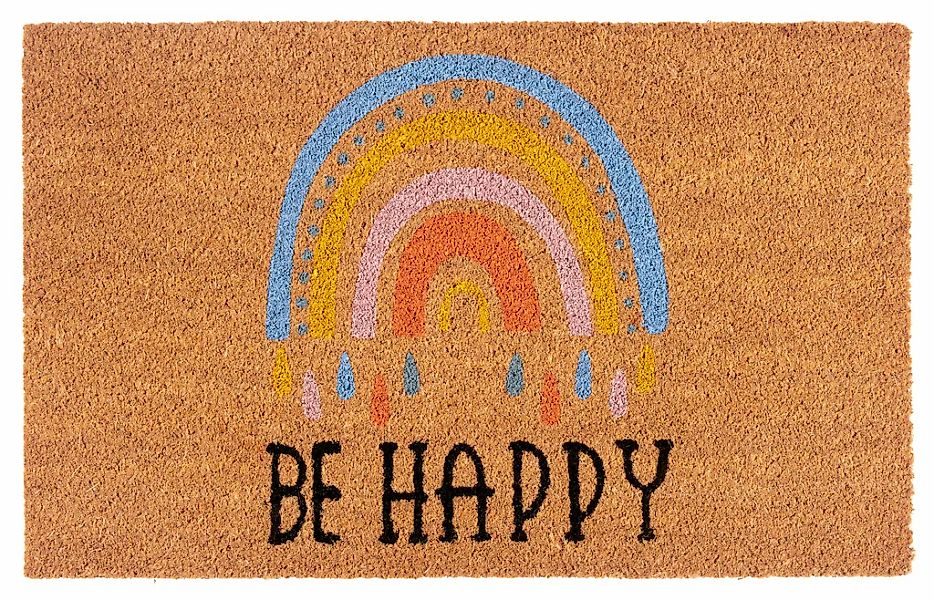 HANSE Home Fußmatte "Kokos Be Happy, Türmatte" rechteckig 15 mm Höhe Schmut günstig online kaufen