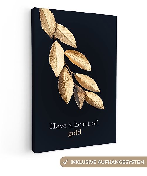 OneMillionCanvasses® Leinwandbild Zitat - Gold - günstig online kaufen