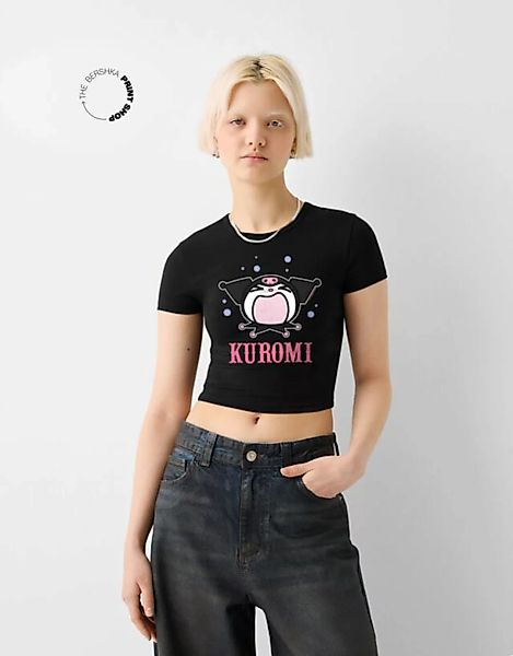 Bershka T-Shirt Kuromi Mit Kurzen Ärmeln Damen L Schwarz günstig online kaufen