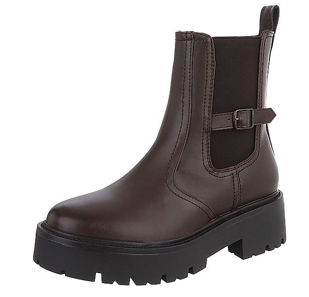 Ital-Design Stylische Chelsea-Boots mit Riemen für Damen Plateaustiefelette günstig online kaufen