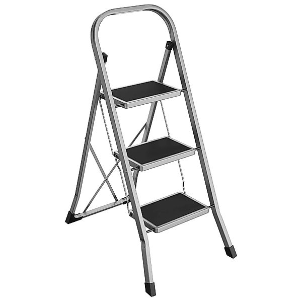 Songmics Trittleiter Brody mit 3 Stufen Rutschfest Grau-Schwarz günstig online kaufen