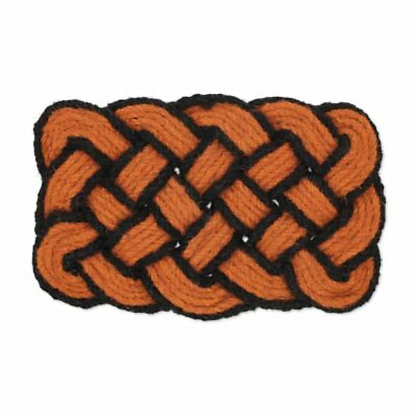relaxdays Fußmatte Kokos Knoten orange-schwarz orange/schwarz günstig online kaufen