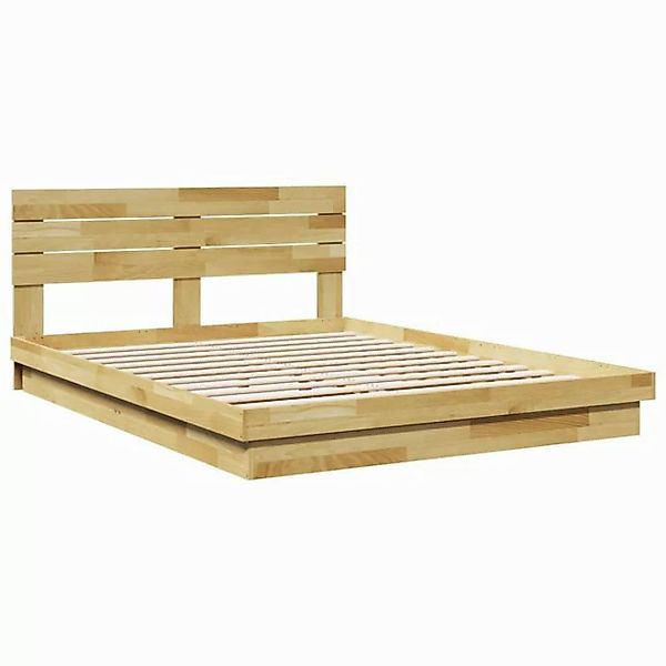 vidaXL Bett Massivholzbett mit Kopfteil ohne Matratze 140x190 cm Eichenholz günstig online kaufen