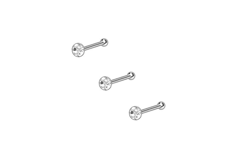 PIERCINGLINE Nasenpiercing SET 925er Silber Nasenstecker Pin RUNDER KRISTAL günstig online kaufen
