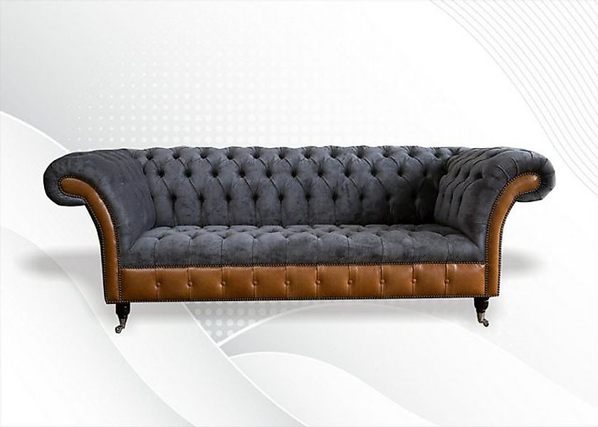 Xlmoebel Sofa Chesterfield Sofa Sitzmöbel Polstermöbel 3-Sitzer in Grau aus günstig online kaufen