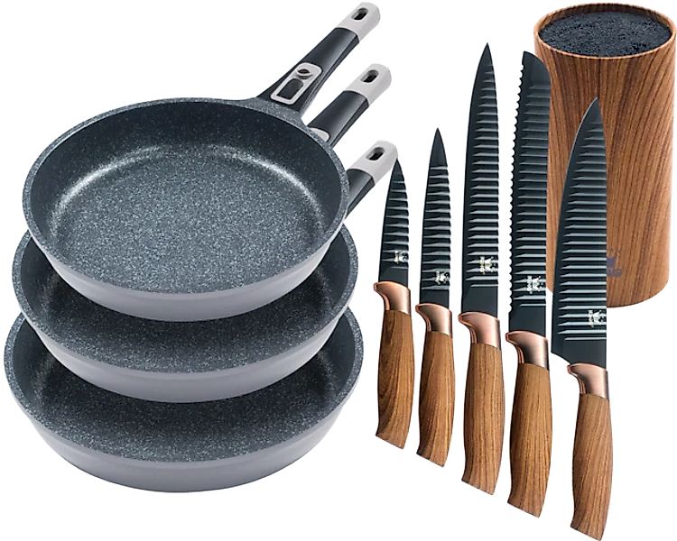 KING Pfannen-Set »»Moonscape 3er«, inkl. Messer-Set und Messerblock« Alumin günstig online kaufen
