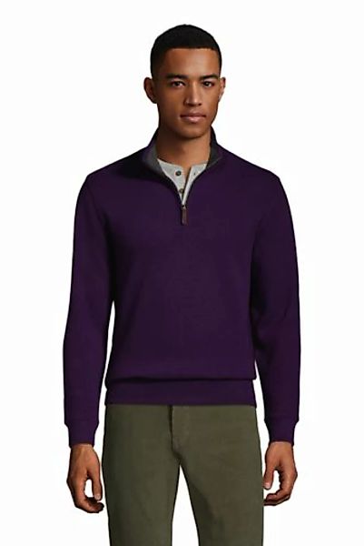Zipper-Pullover aus Bedford-Ripp, Herren, Größe: M Normal, Lila, Baumwolle, günstig online kaufen