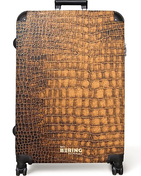 NoBoringSuitcases.com© Hartschalen-Trolley Dunkelbraunes Leder mit Krokodil günstig online kaufen