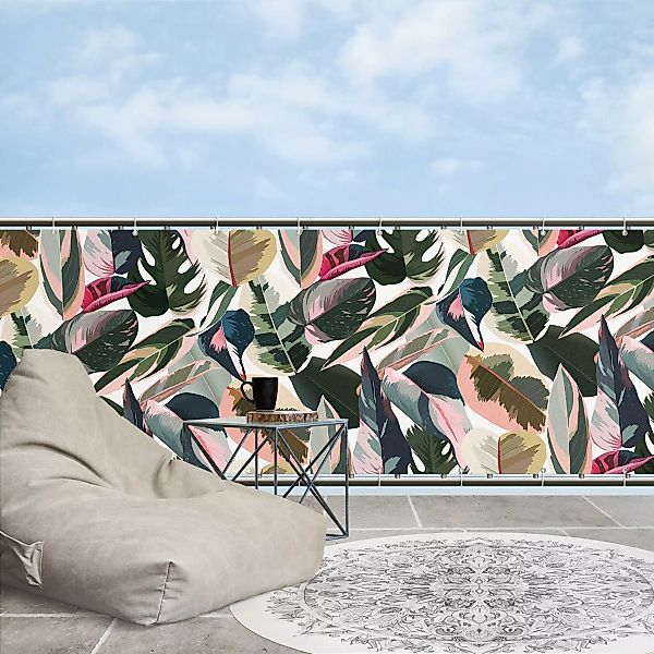 Balkon Sichtschutz Pinke Tropen Muster günstig online kaufen
