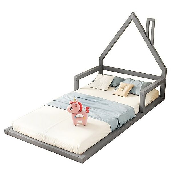 TavilaEcon Kinderbett 90*200cm, in Hausform, Kiefer massiv, Einfache Form, günstig online kaufen