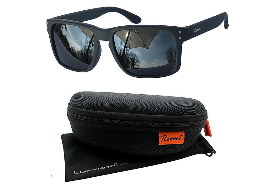 Rennec Sonnenbrille (Herren Brille mit Hardcase) Schwarz Getönt, 3in2 Bügel günstig online kaufen