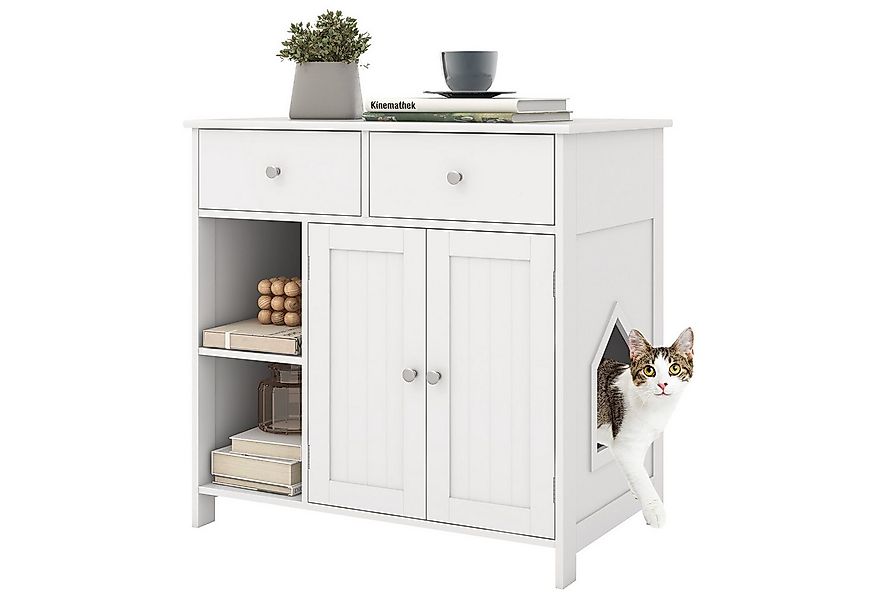 COSTWAY Tierhaus, Katzenschrank, mit 2 Schubladen, 2 Türen & Eingang günstig online kaufen