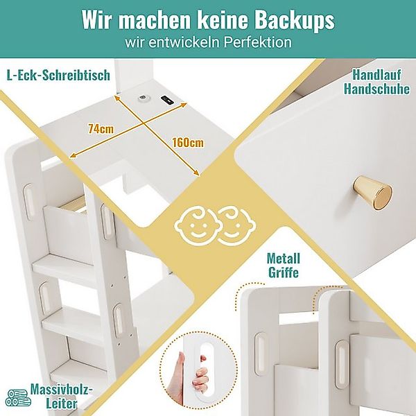 REDOM Hochbett platzsparendes Schlaf-Arbeits-Kombibett (Etagenbett, Kinderb günstig online kaufen