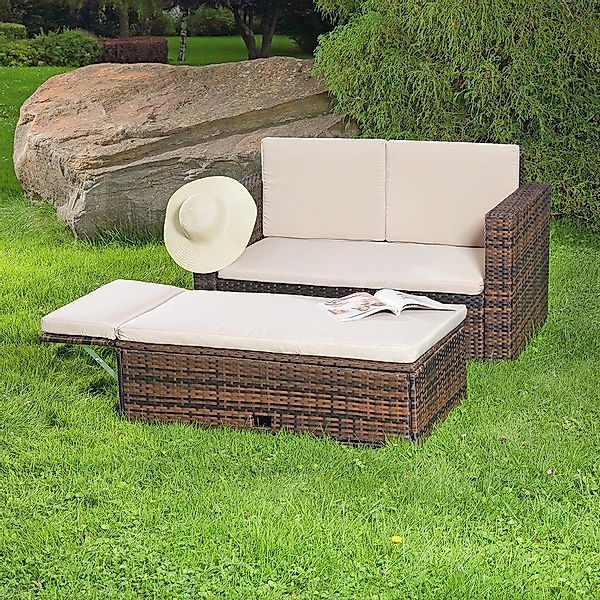 Melko Gartenlounge-Set Gartensofa Lounge Sessel Gartenmöbel Polyrattan Fußb günstig online kaufen