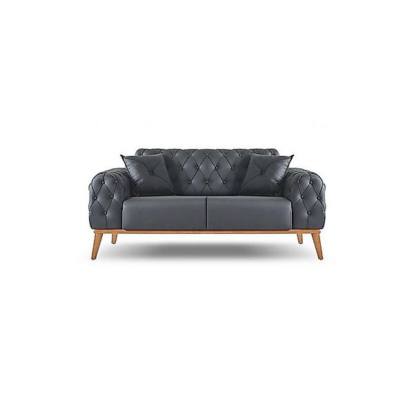 JVmoebel 2-Sitzer Chesterfield Schwarzer 2-Sitzer Luxuriöse Leder Sitzmöbel günstig online kaufen