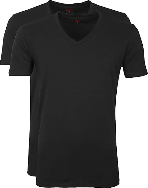 Levi's T-Shirt V-Ausschnit Schwarz 2-Pack - Größe M günstig online kaufen