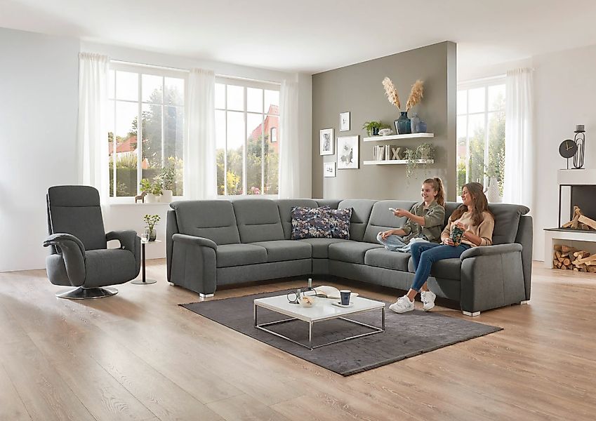 Die PlanBar Ecksofa "PP-HS10002" wahlweise mit Kopfteilverstellung, Bettfun günstig online kaufen