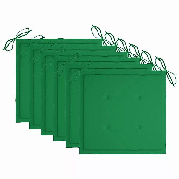 Gartenstuhl-sitzkissen 6 Stk. Grün 50x50x4 Cm Stoff günstig online kaufen