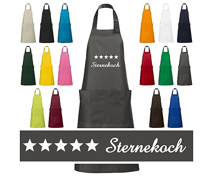 Schnoschi Kochschürze Hochwertige Küchenschürze mit fünf Sternekoch bestick günstig online kaufen