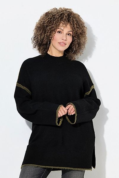 Ulla Popken Strickpullover Pullover Ziernähte Stehkragen Langarm günstig online kaufen