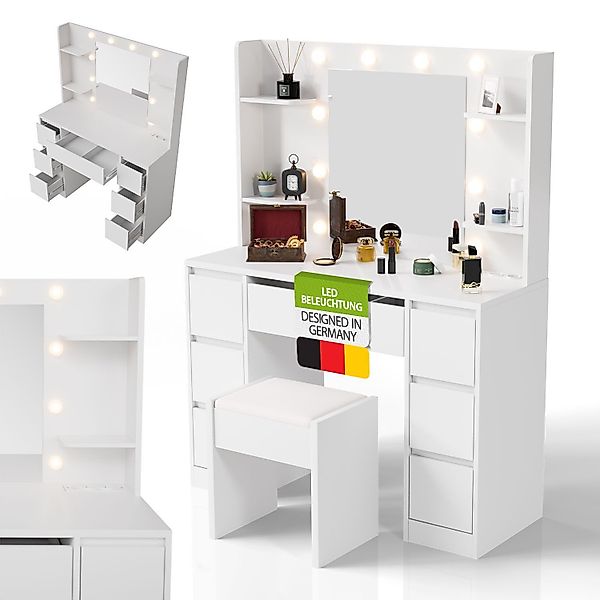Juskys Schminktisch Malia, LED-Beleuchtung, 3 Helligkeitsstufen, günstig online kaufen