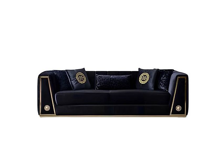 Xlmoebel Sofa Neue luxuriöse Wohnzimmer-Couch in Schwarz für drei Personen, günstig online kaufen