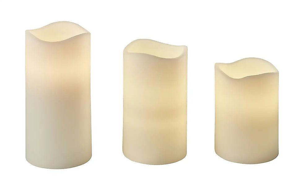 LED-Kerzen  3er-Set    ¦ beige ¦ Kunststoff,Wachs ¦ Maße (cm): B: 27,3 H: 1 günstig online kaufen