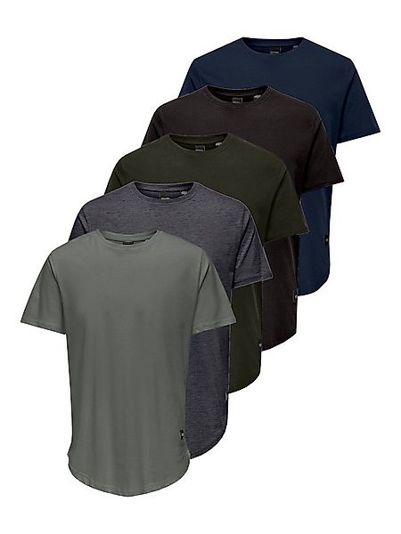 ONLY & SONS Rundhalsshirt ONSMATT LONGY SS TEE 5-PACK (Packung, 5-tlg) Baum günstig online kaufen